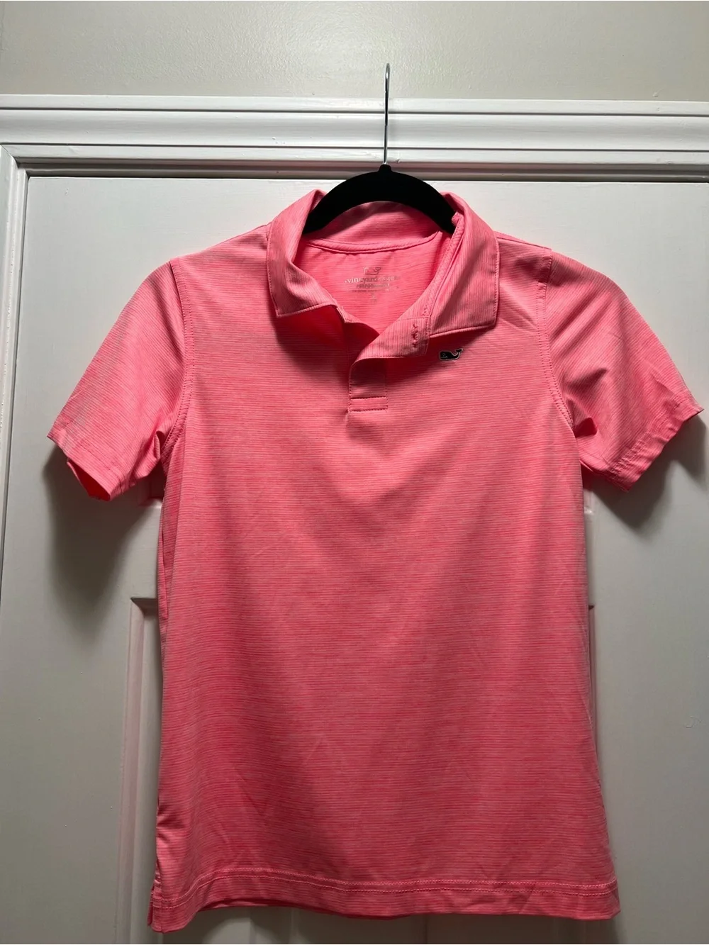 Vineyard Vines Hot Pink Striped Performance Polo Size Small 8-10